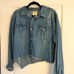 Levi's Cropped Raw Hem Denim Western Shirt